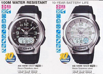 CASIO AQ180W Distribuidor de pilas, relojes, baterias