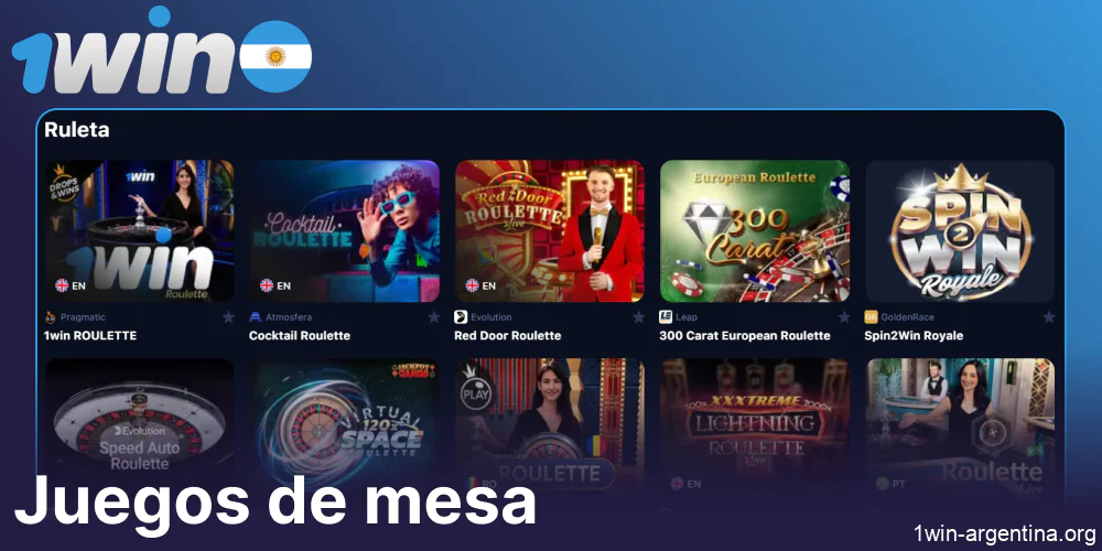 Juegos de mesa disponibles en 1win Argentina