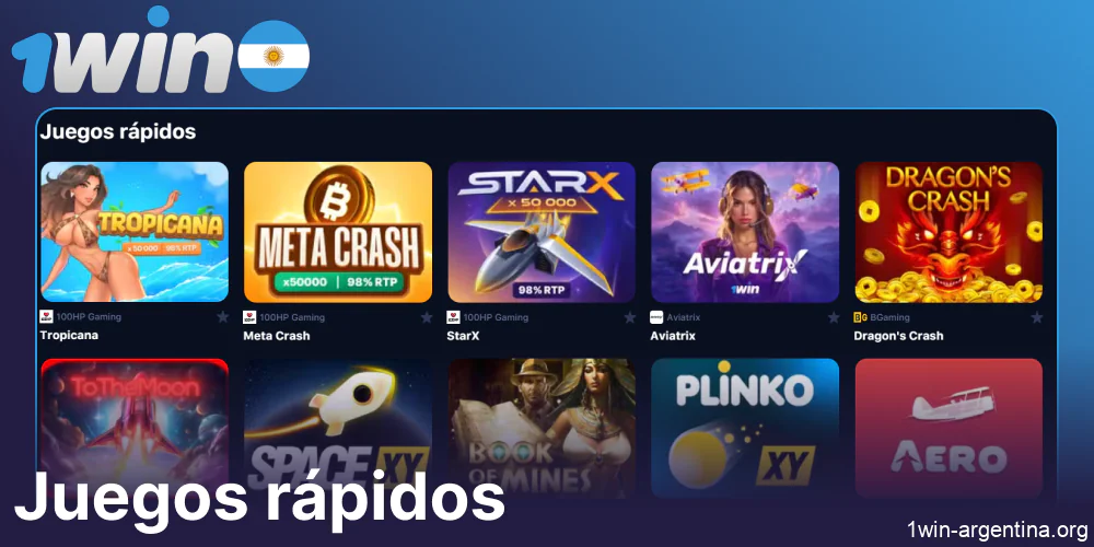 Juegos rápidos disponibles en 1win Argentina