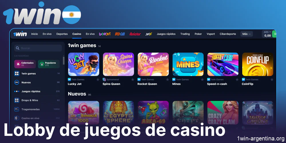 Opciones de juegos de casino disponibles en 1win Argentina