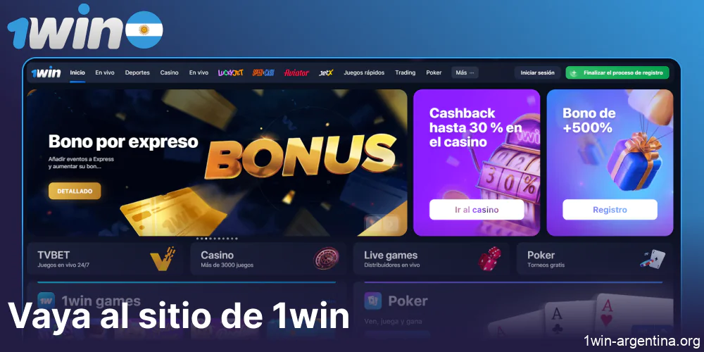 Vaya al sitio de 1win