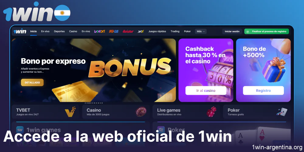 Accede a la web oficial de 1win