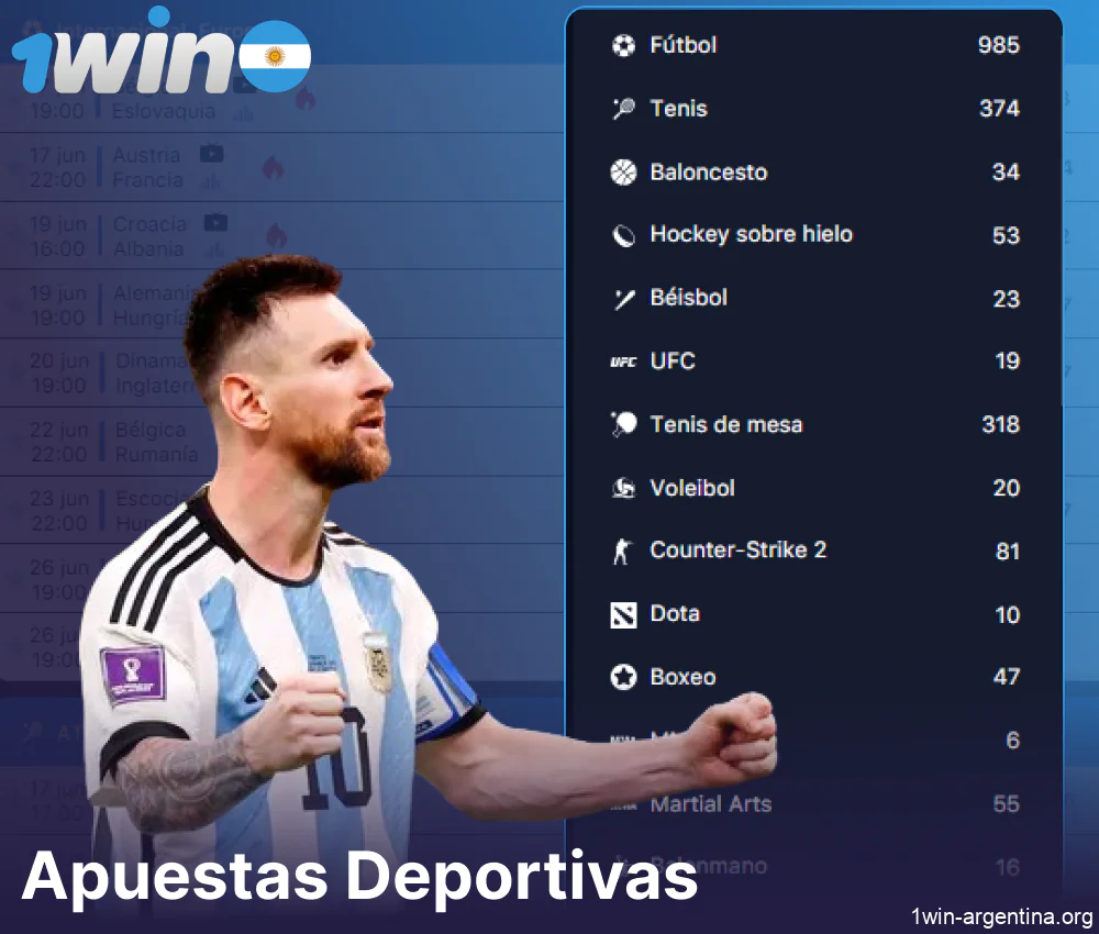 Opciones de apuestas deportivas en 1win para jugadores de Argentina
