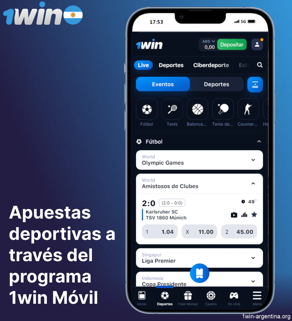 Opciones de apuestas deportivas disponibles en 1win Argentina