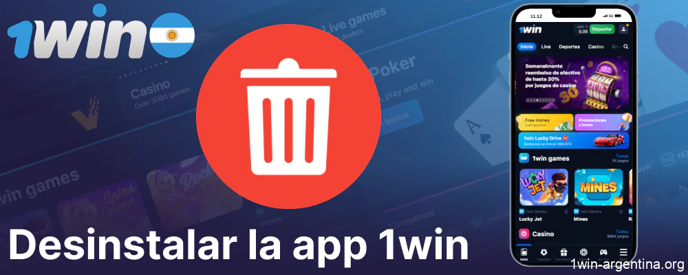 Instrucciones para desinstalar la aplicación móvil 1win