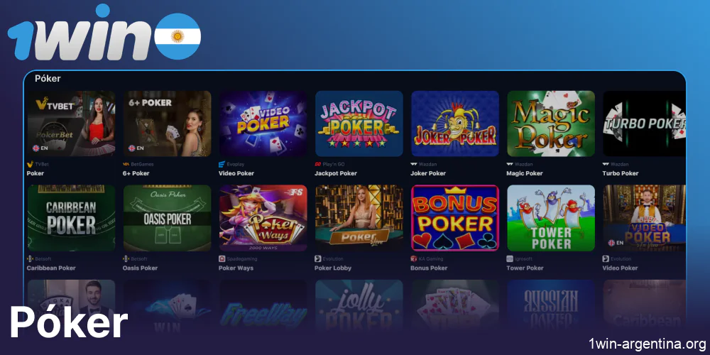 Juegos de póquer disponibles en 1win Argentina