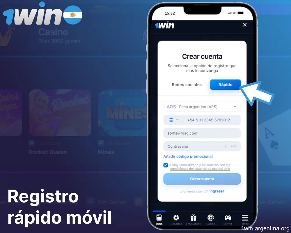 Guía sobre el registro rápido en 1win a través de la aplicación móvil
