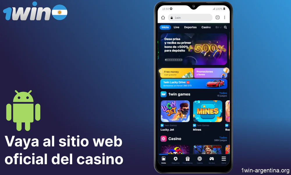 Vaya al sitio web oficial del 1win casino