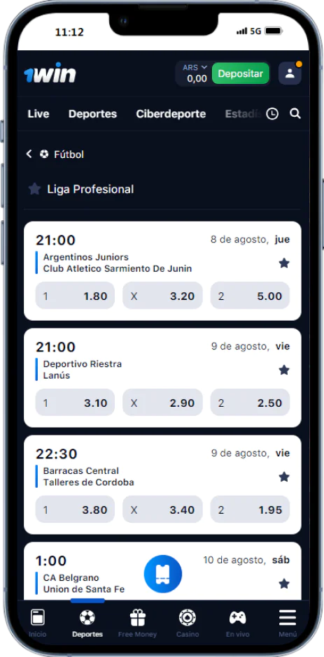 Opciones de apuestas deportivas en 1win mobile app en Argentina